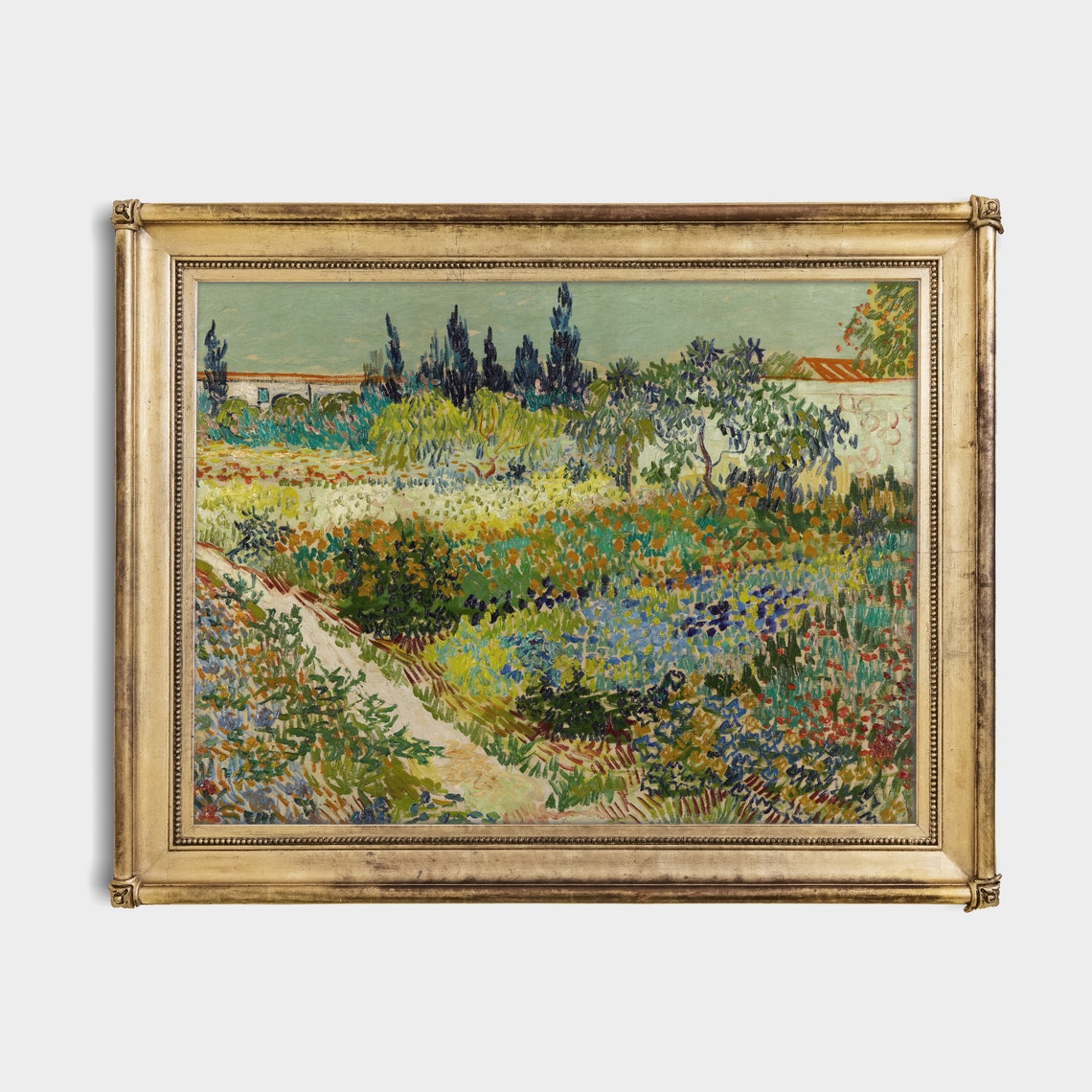Van Gogh Flowering Garden Cypress Trees Arles Vintage Art Poster - Image 2