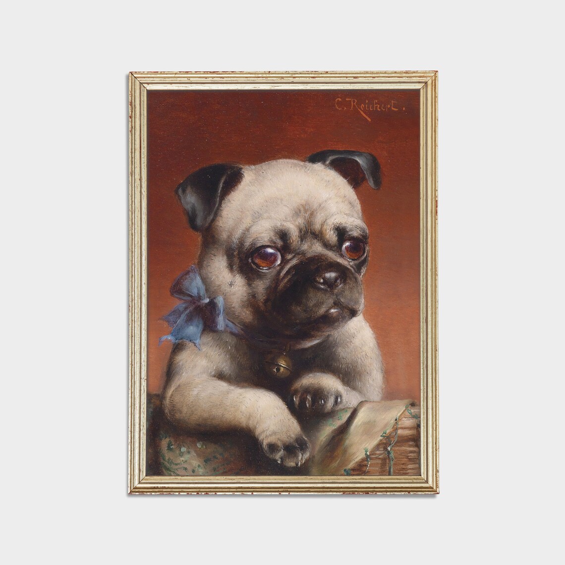 Vintage Dog Painting Antique Animal Print Moody Rustic Oil Painting Wall Art Pet Portrait Fine Art - Image 2
