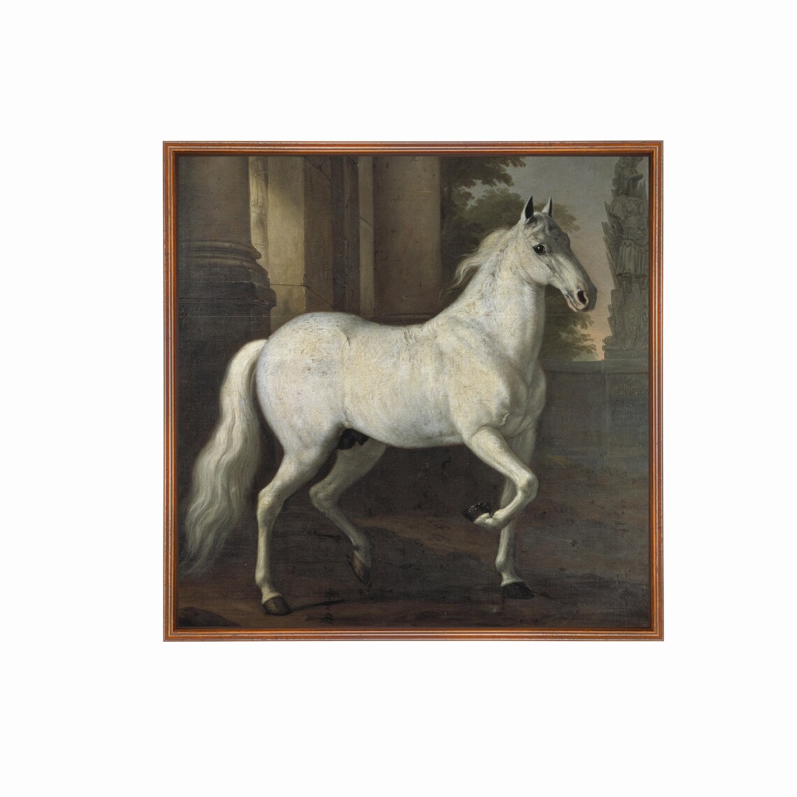 Vintage Horse Painting, Dark Moody Equestrian Art Print
