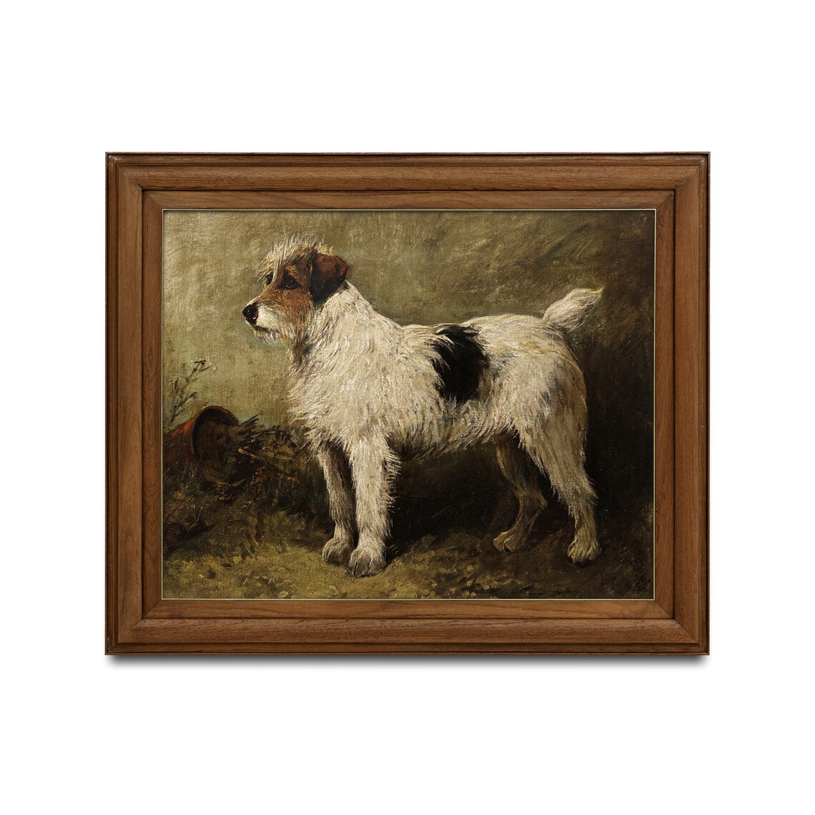 Vintage Terrier Portrait, Moody Rustic Art Print - Image 2