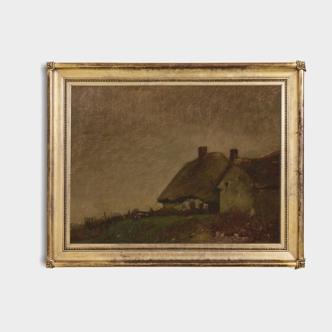 Atmospheric Thatched Cottages at Dusk Moody Rustic Countryside Poster - Image 4