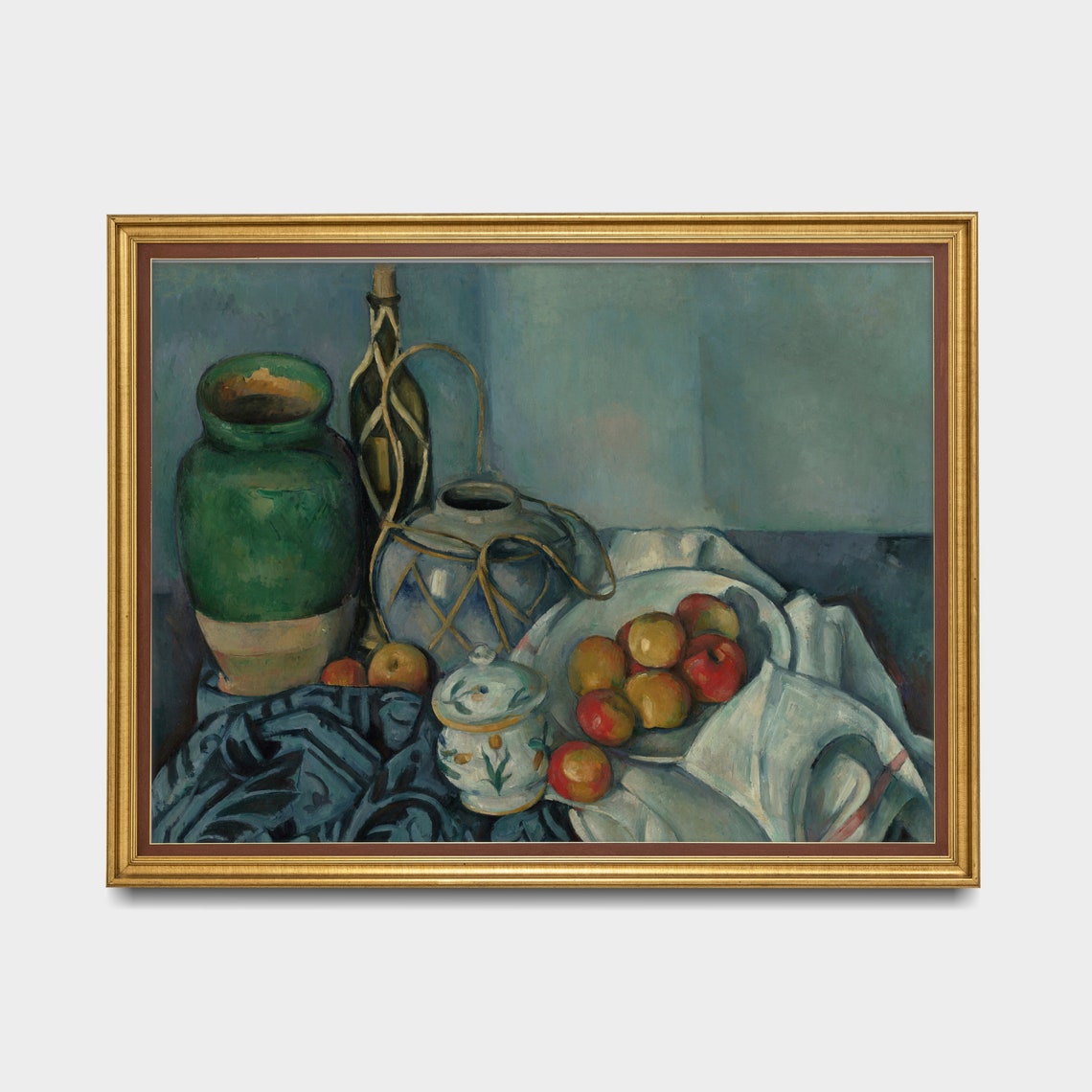 Cezanne Still Life with Apples and Green Stoneware Jar Poster - Image 3
