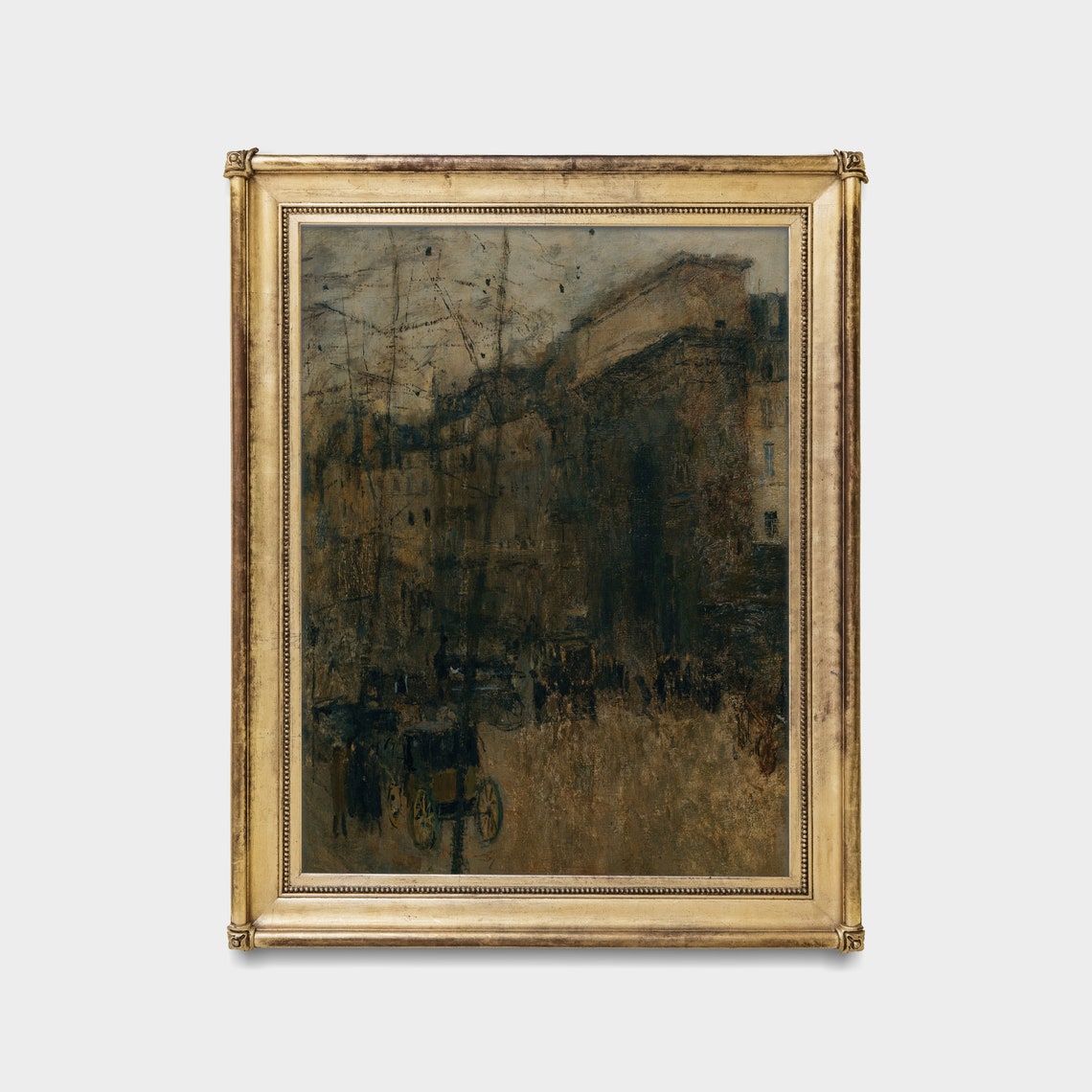 Moody Old City Street With a Horse Carriage Impressionist Poster - Image 5