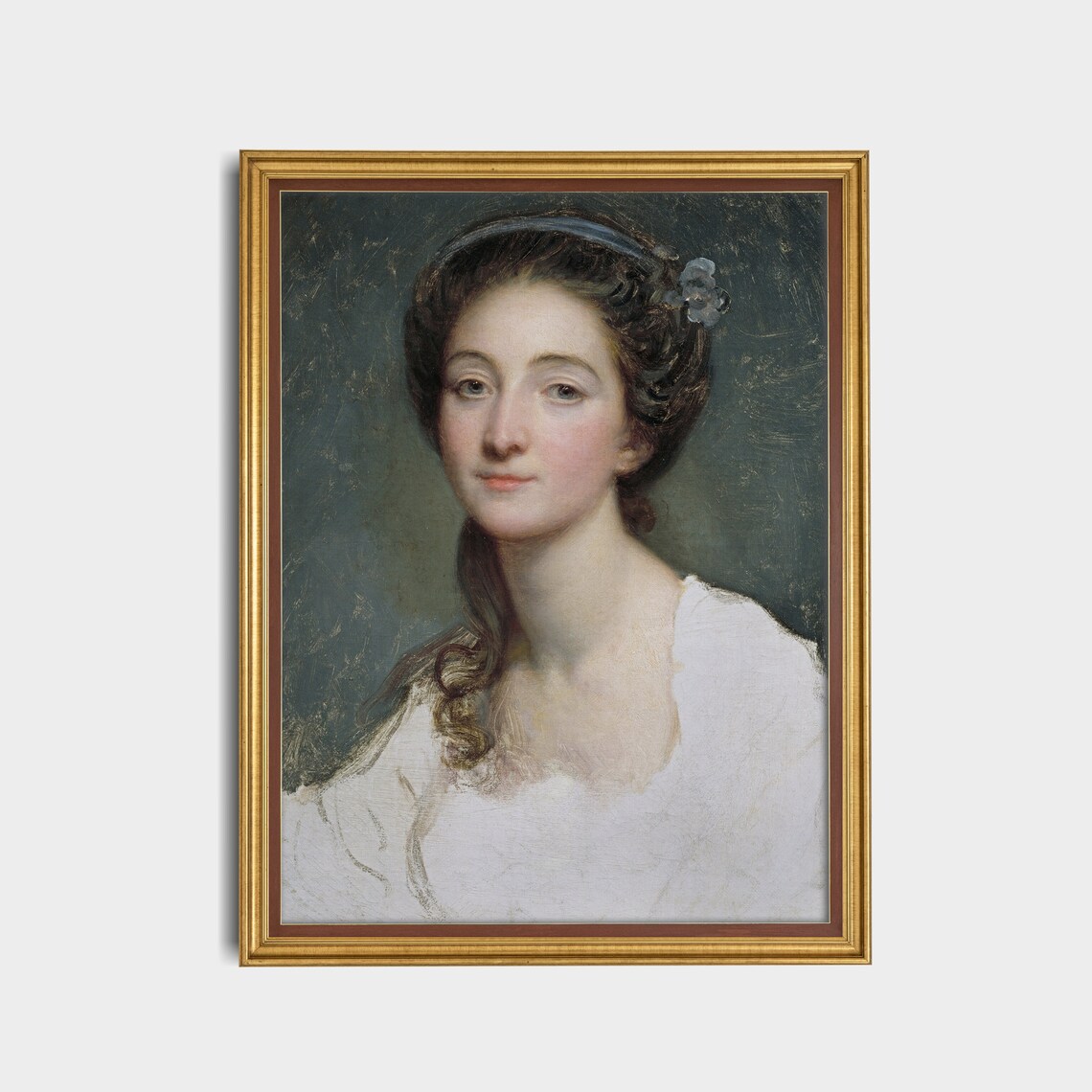 Gentle Young Woman With Headband In White Dress Fine Art Portrait Poster - Image 4