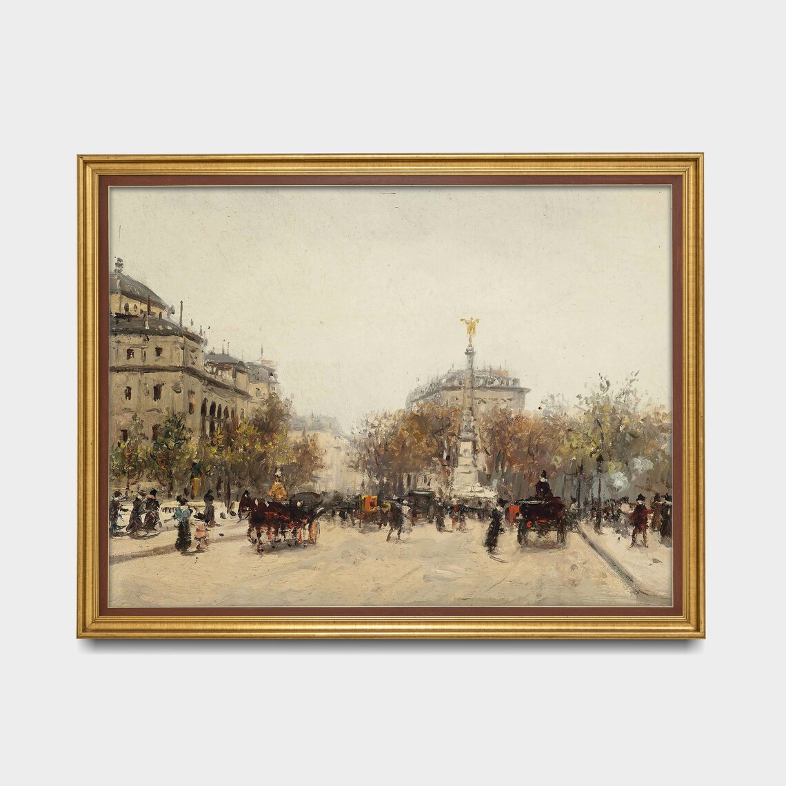 Paris Boulevard with Horse Carriages Vintage Cityscape Oil Poster - Image 5