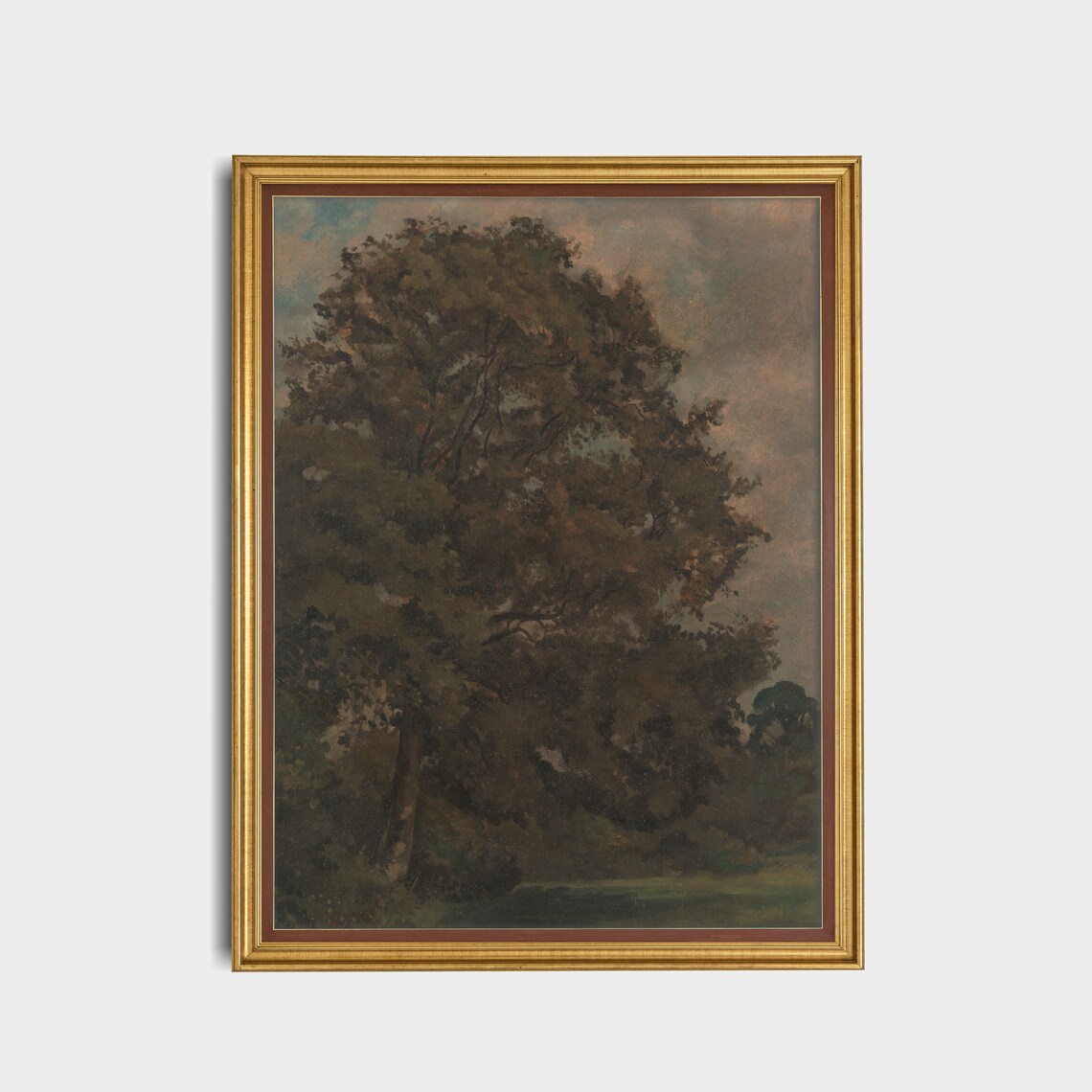 Majestic Old Oak Tree in a Dark Moody Woodland Oil Painting Poster - Image 5