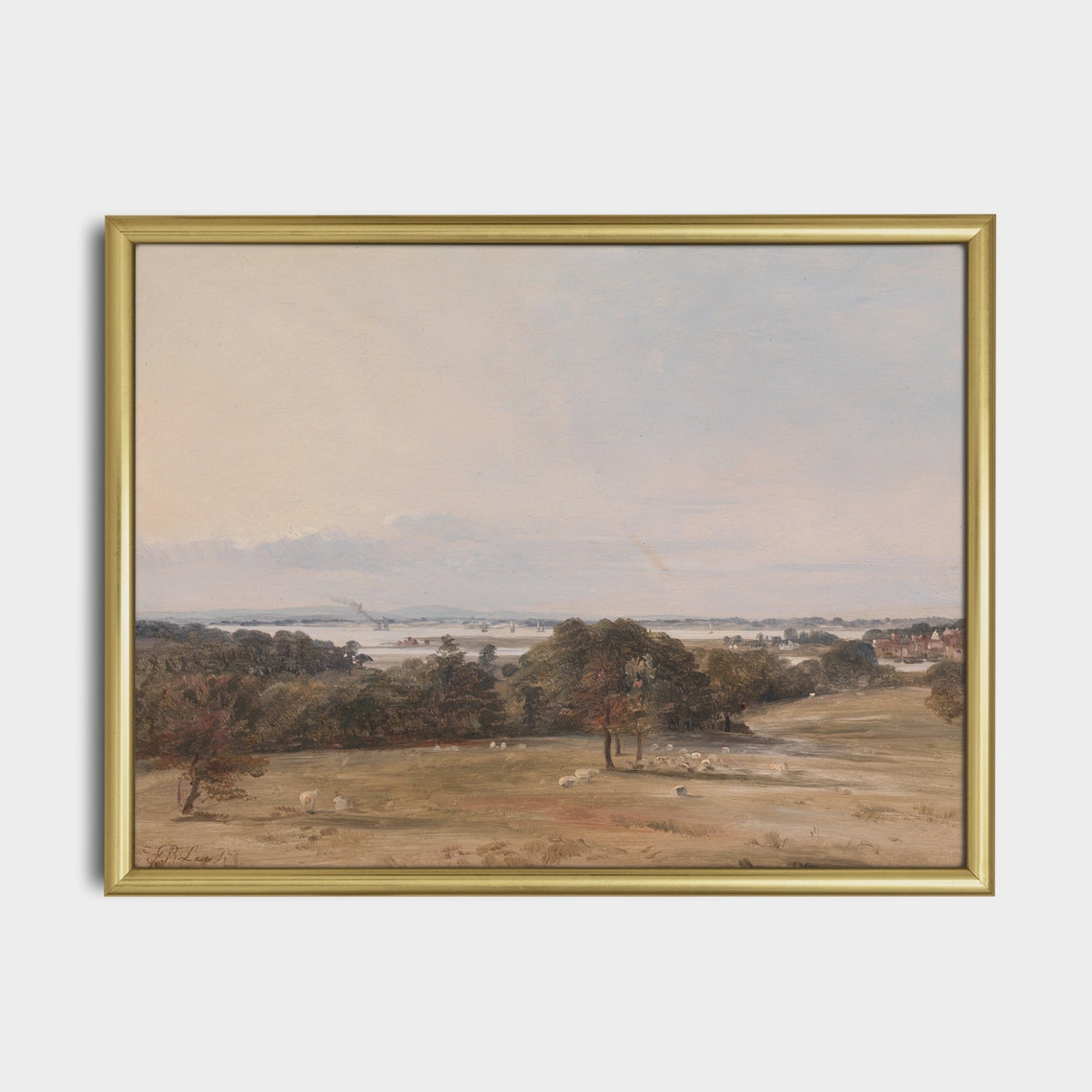 Antique English River Valley Landscape With Sheep Grazing Poster - Image 5