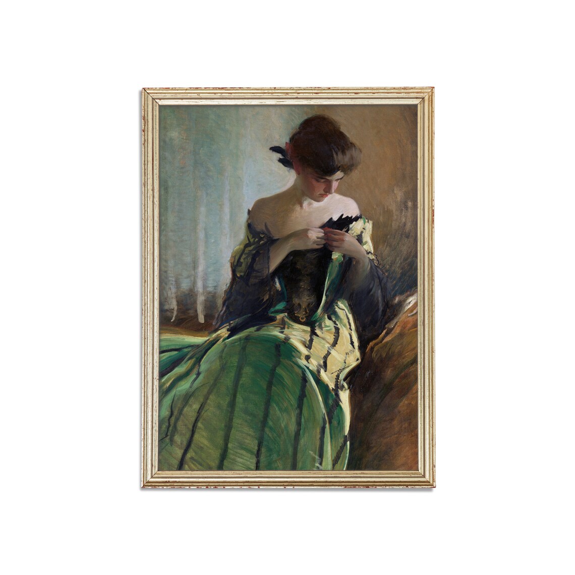 Vintage Victorian Woman Portrait, Oil Art Print - Image 3