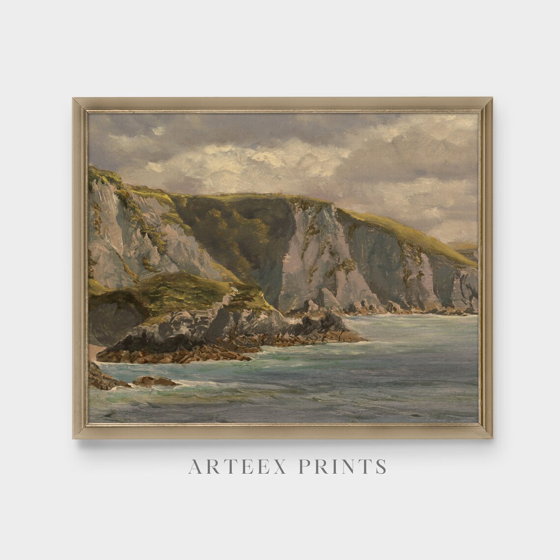 Rocky Coastal Cliffs Rising Above the Sea Vintage Seascape Art Poster - Image 5