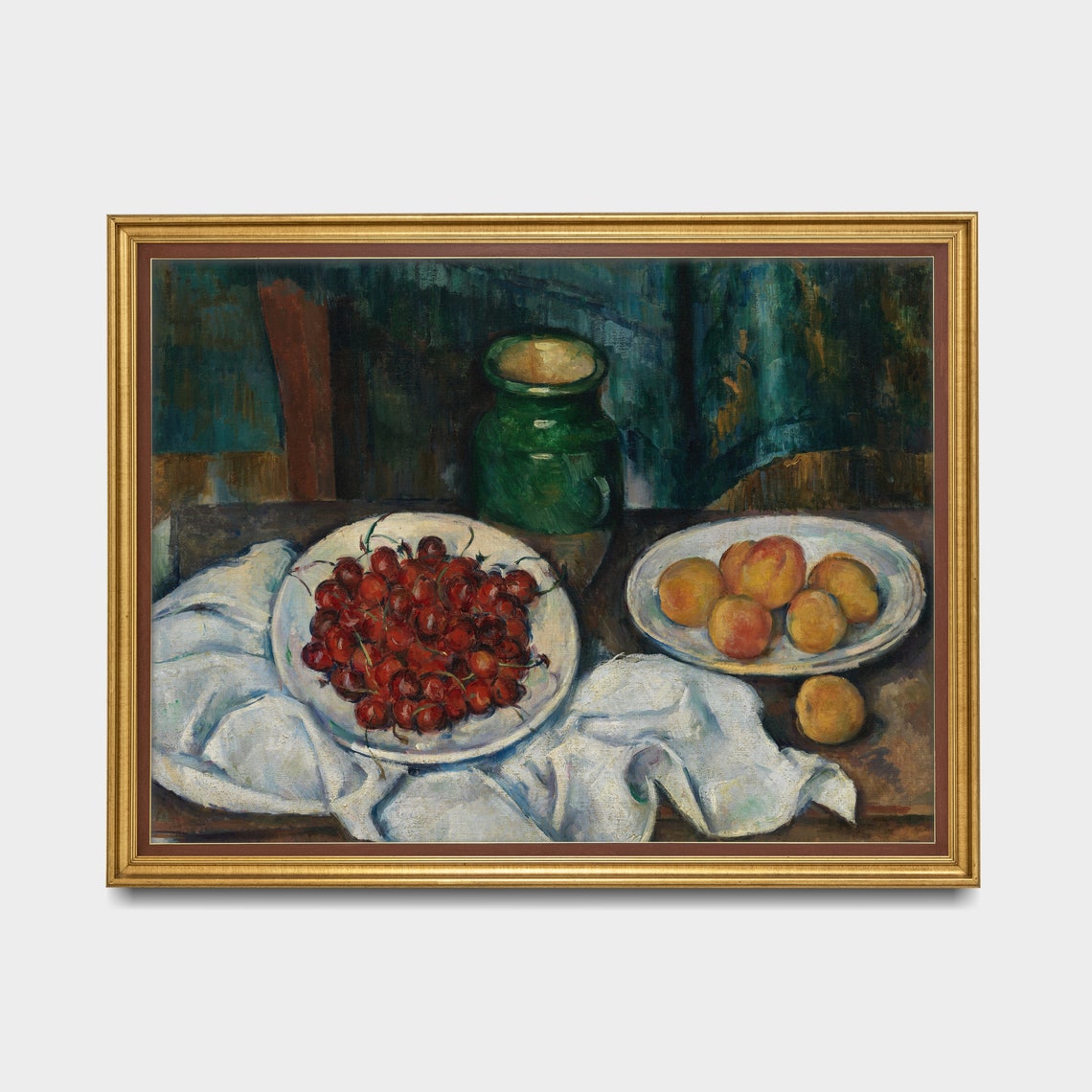 Cezanne Still Life with Cherries and Peaches on Plates Poster - Image 3