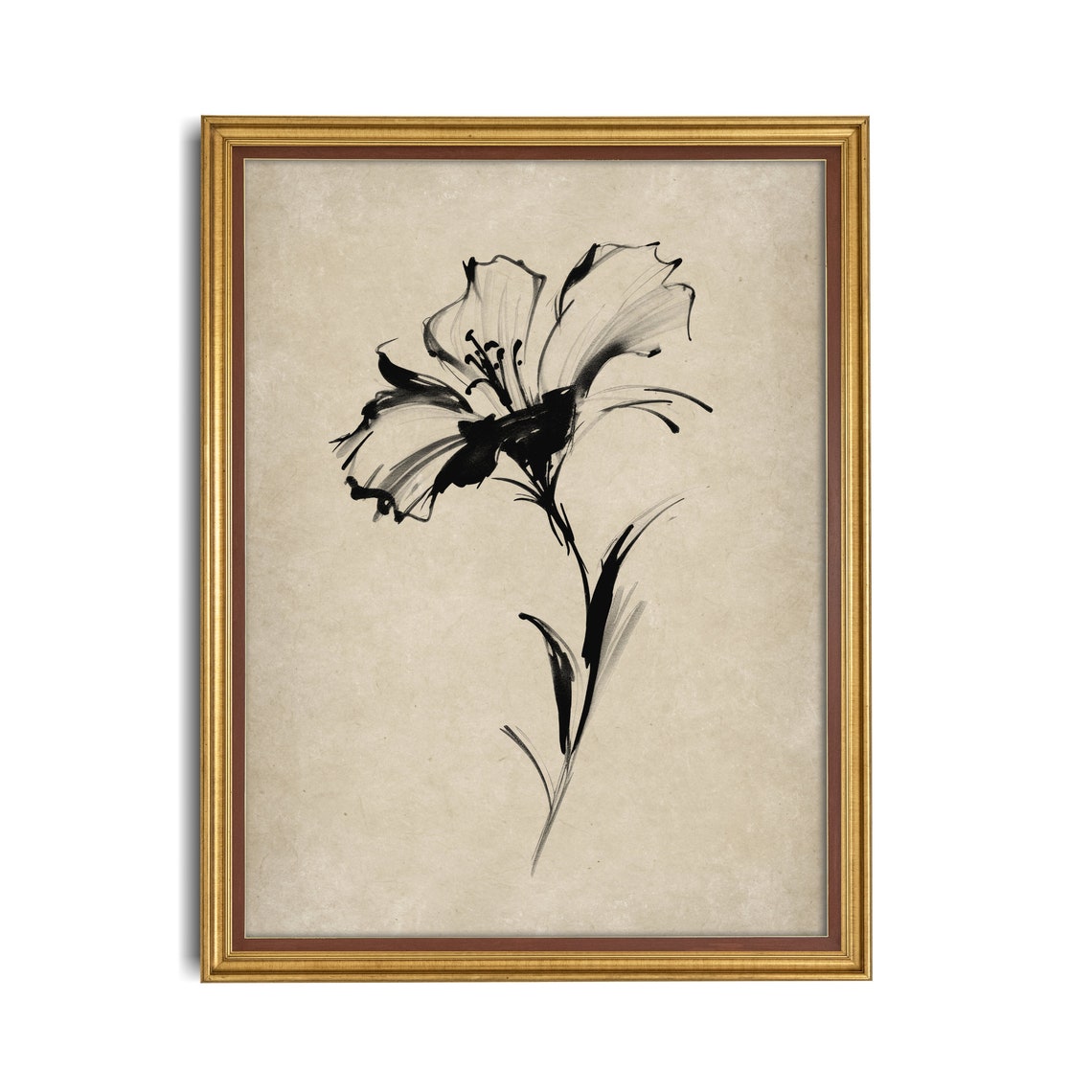 Bold Black Ink Flower Study Minimalist Botanical Line Art Poster - Image 4