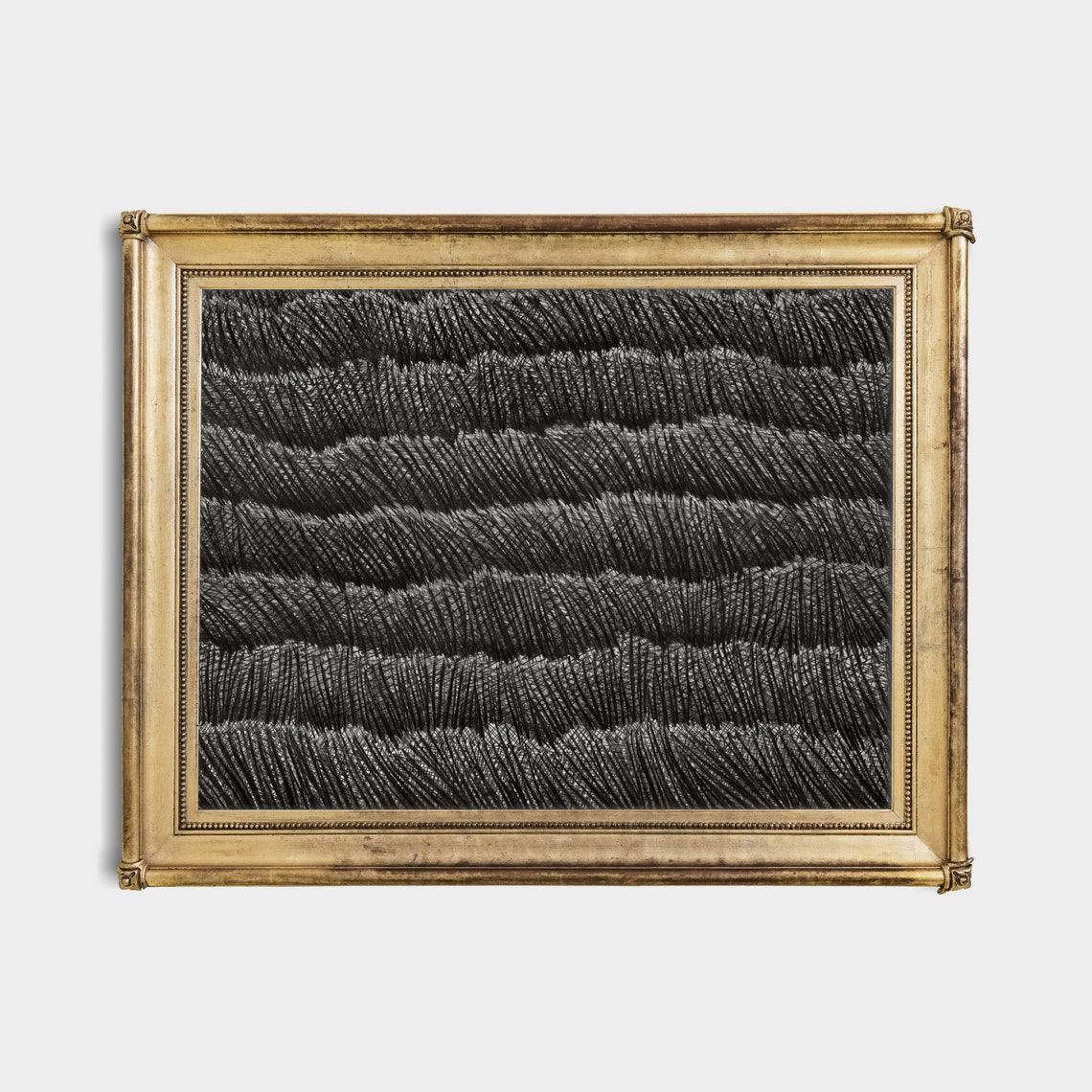 Monochrome Waves Abstract Textured Black and White Art Poster - Image 3