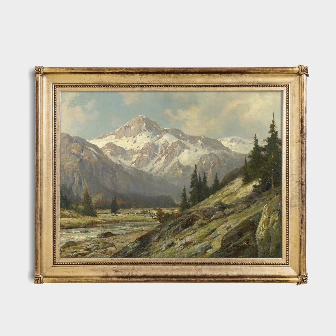 Vintage Rocky Mountains Landscape Art Print - Image 2