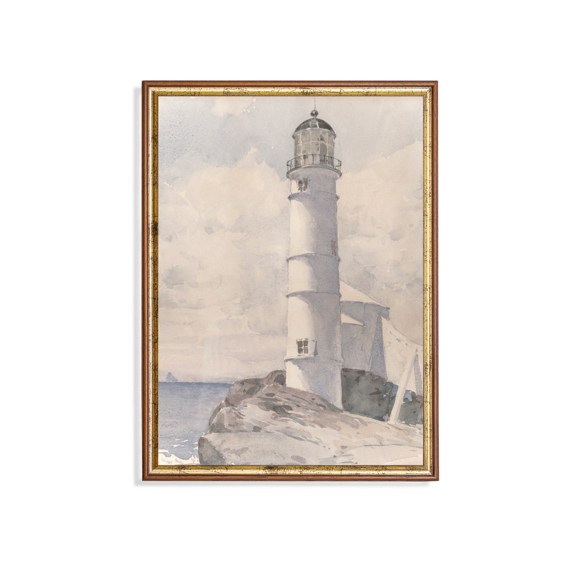 Vintage Lightbox Painting Antique Watercolour Print Nautical Decor Neutral Artwork Wall Art Fine Art