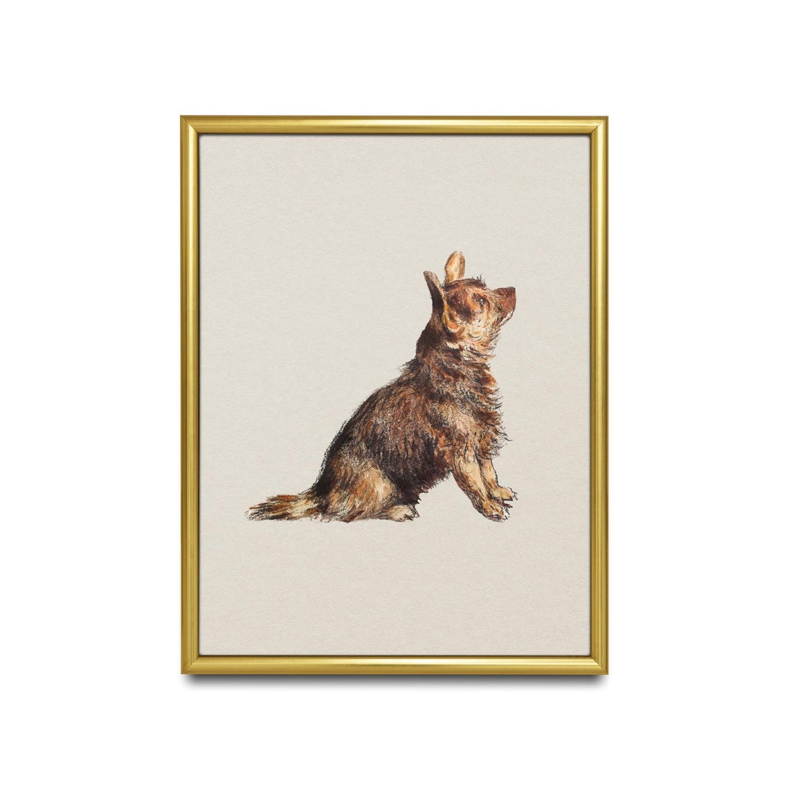Small Brown Terrier Sitting and Looking Up Sketch Study Poster - Image 2