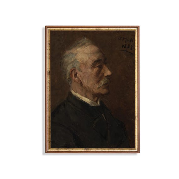 Printed And Shipped Vintage Gentleman Portrait Antique Man Portrait Physical Art Prints Oil Painting Print Moody Rustic Fine Art