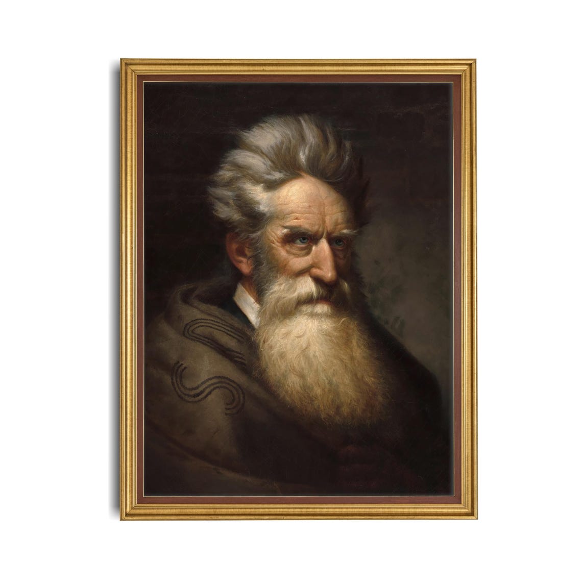 Moody Antique Bearded Old Man Portrait Oil Painting Wall Poster - Image 4