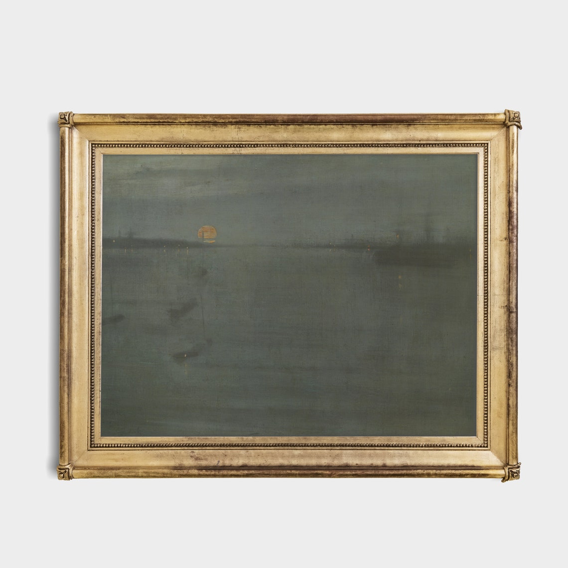 Moody Seascape Painting Dark Nautical Decor Rustic Sunset Harbour Print Wall Art Coastal Vintage Decor - Image 3