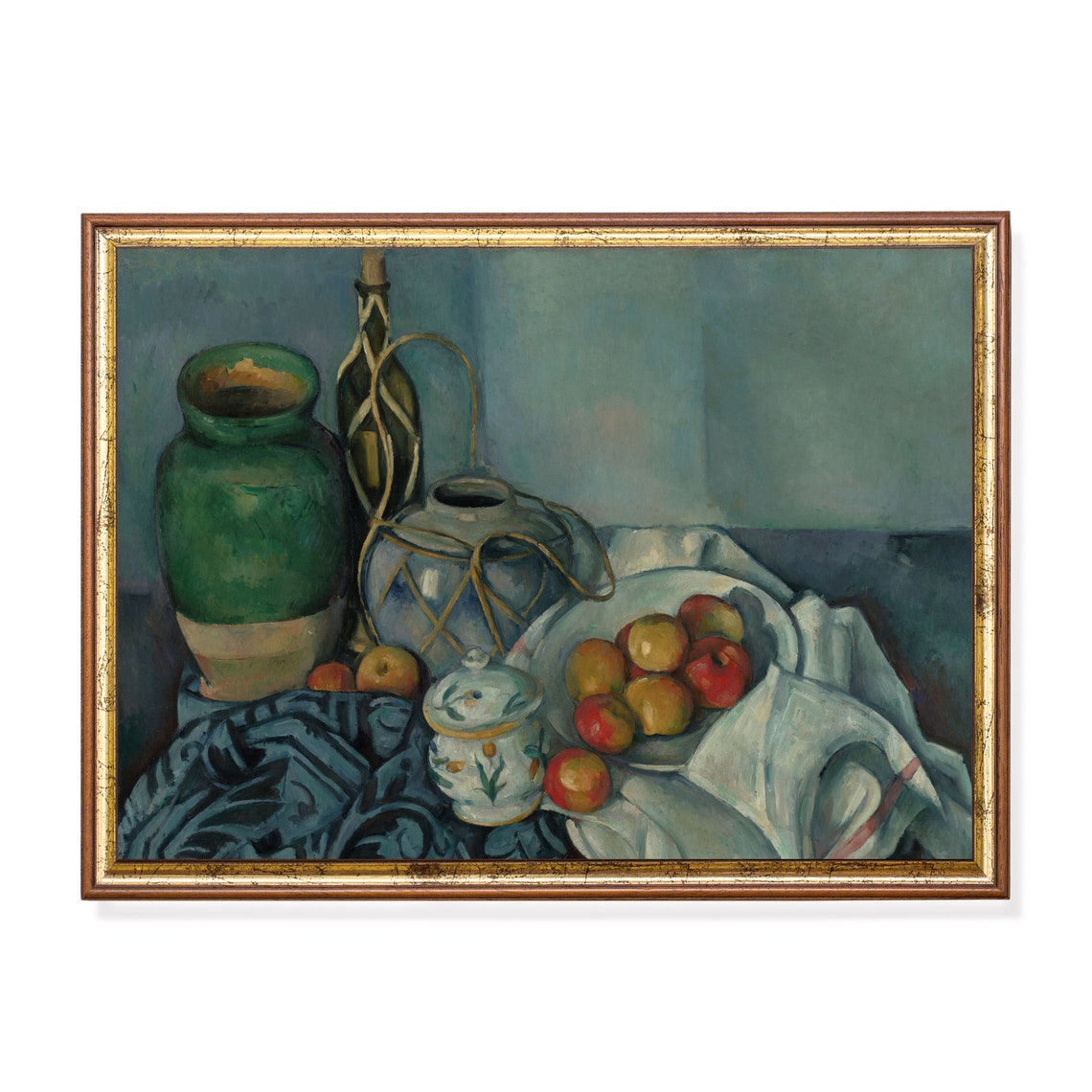 Cezanne Still Life with Apples and Green Stoneware Jar Poster