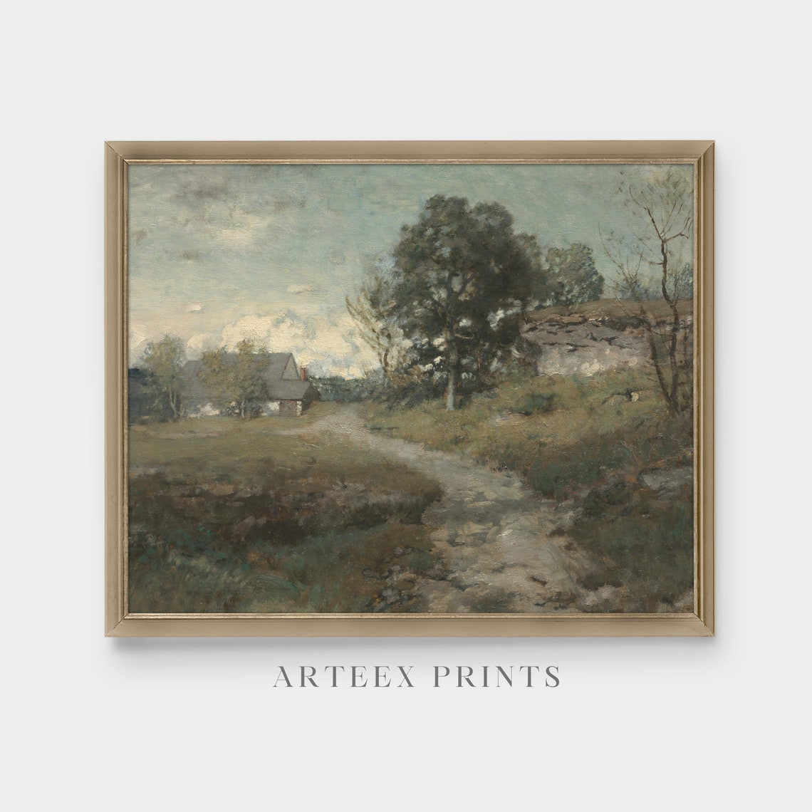 Winding Country Road to a Stone Cottage Vintage Landscape Poster - Image 4