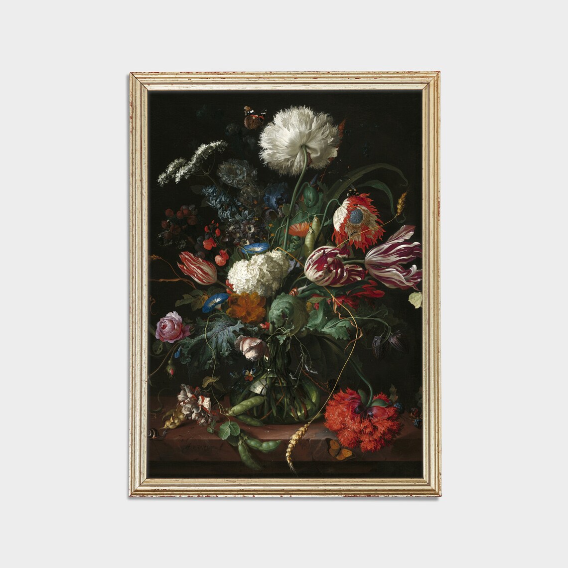 Dutch Baroque Floral Bouquet Still Life Painting Wall Poster - Image 2