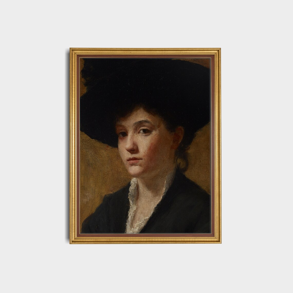 Vintage Woman Portrait With Hat, Art Print - Image 3