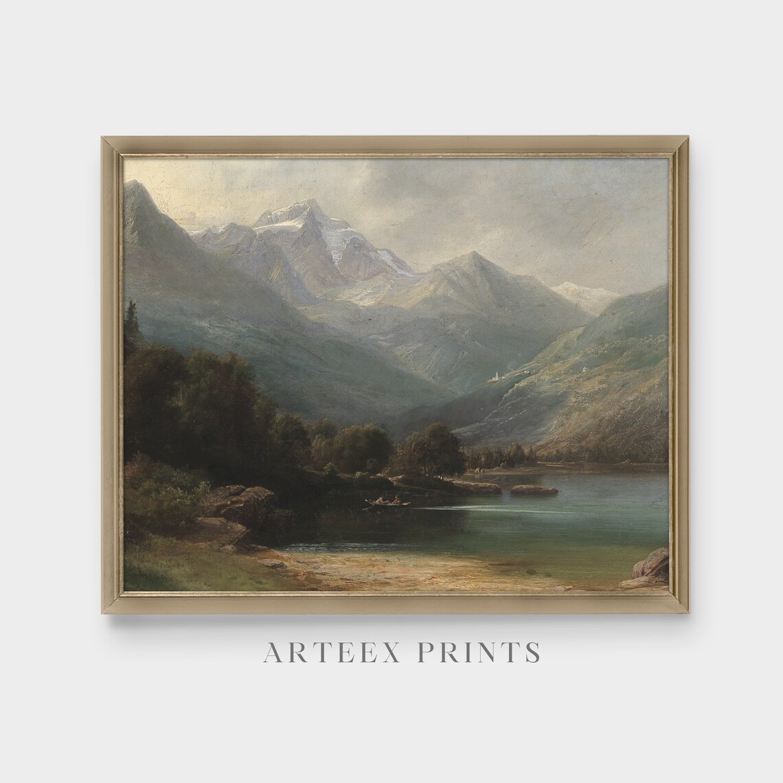 Vintage Mountain Landscape, Farmhouse Art Print - Image 4
