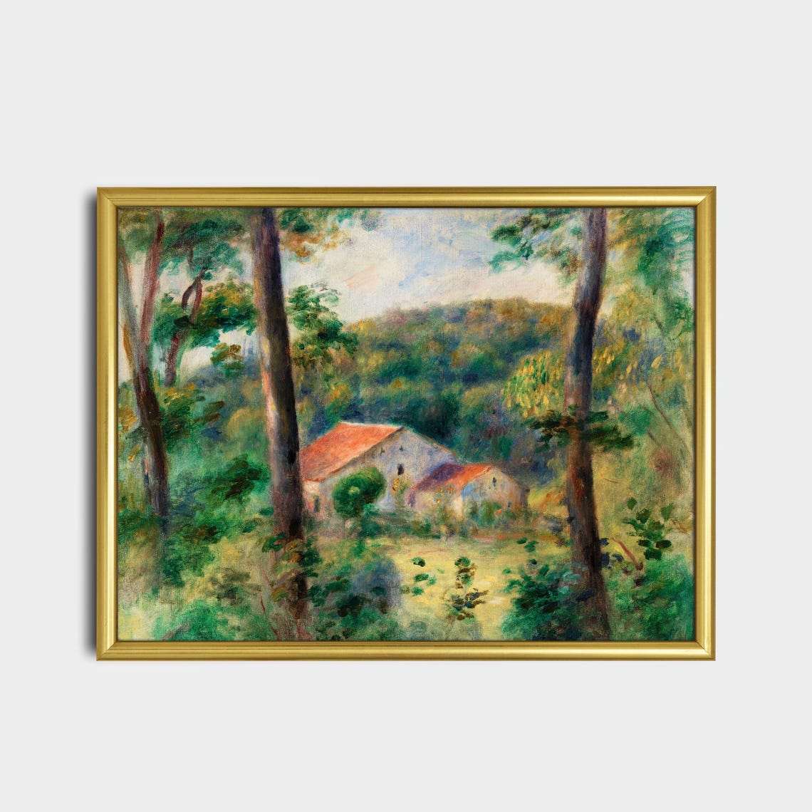 Renoir Red Roof Farmhouse Among Trees Impressionist Landscape Poster - Image 2
