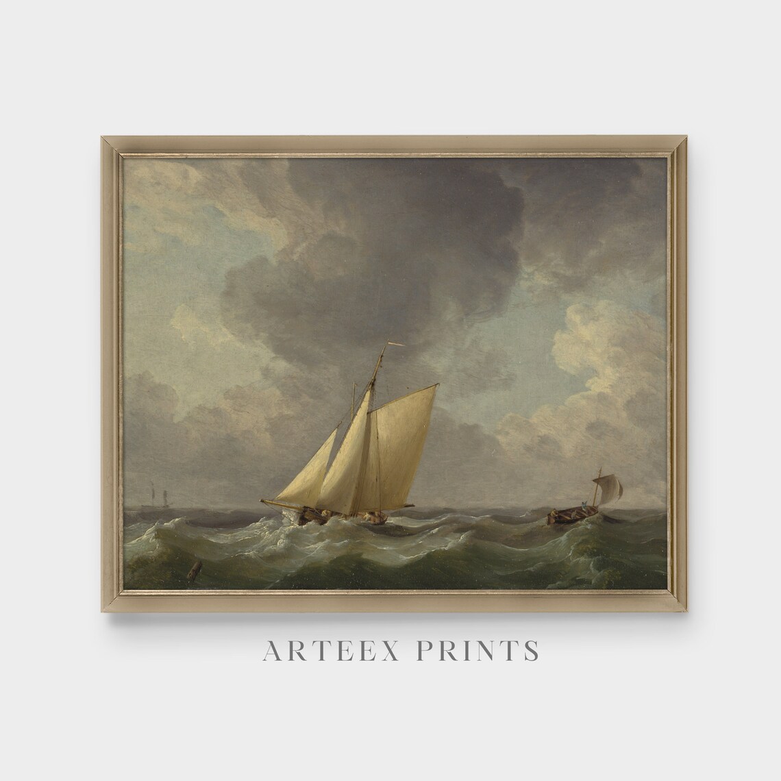 Vintage Sailing Ship Seascape Art Print, Rustic Nautical Decor - Image 5