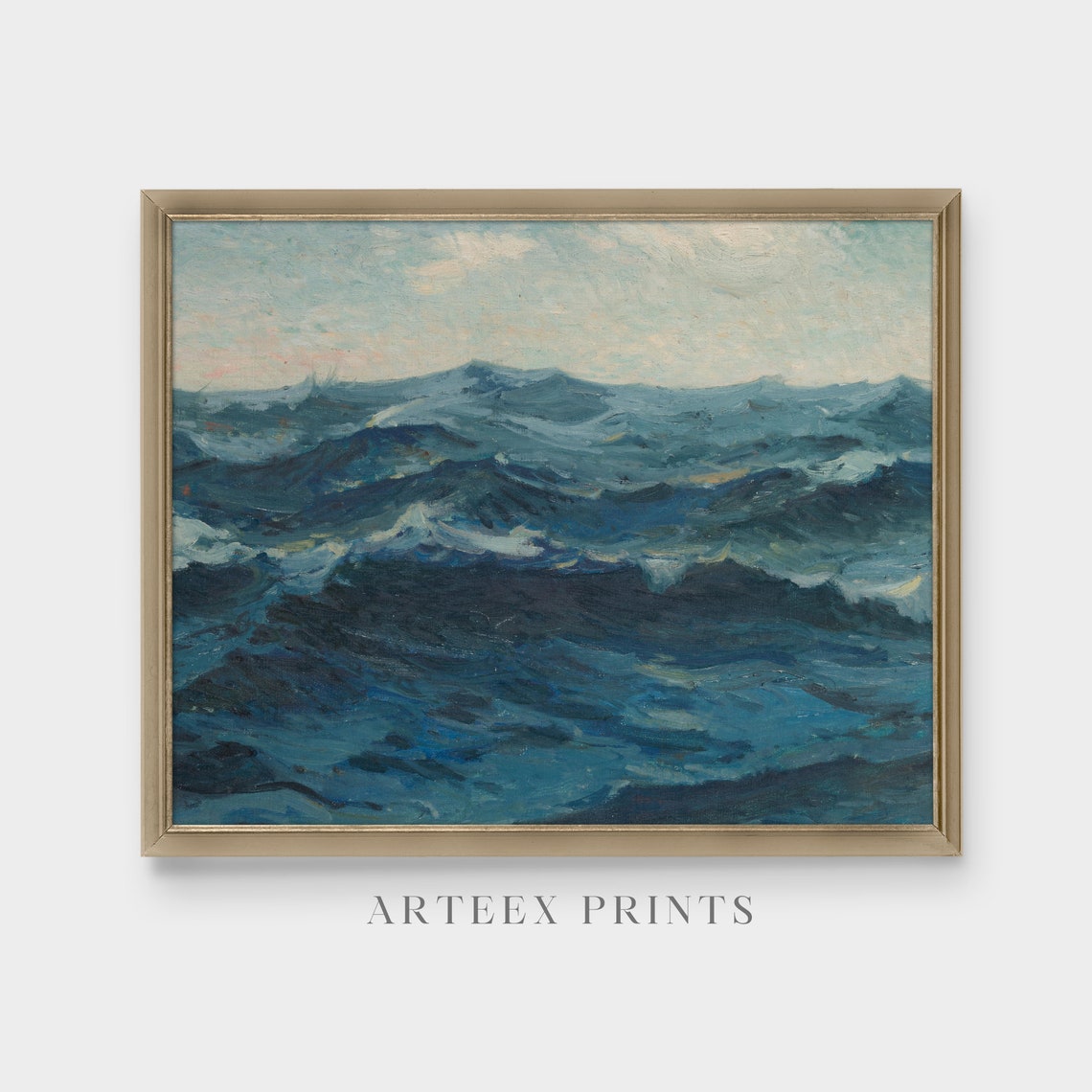 Deep Blue Churning Ocean Waves Impressionist Seascape Poster - Image 5
