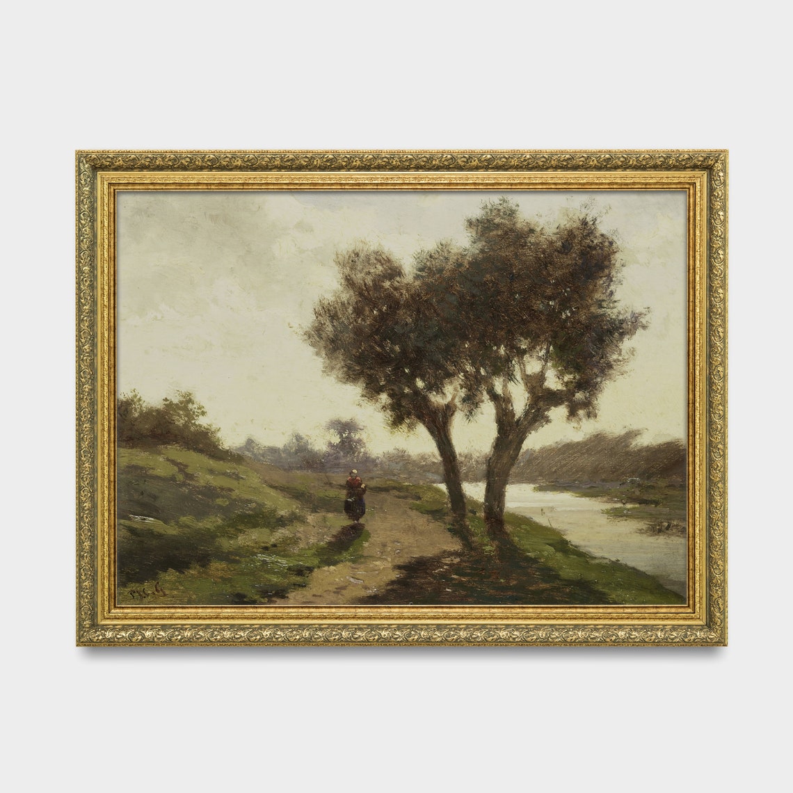 Barbizon Style Riverside Path Landscape Painting Wall Poster - Image 3