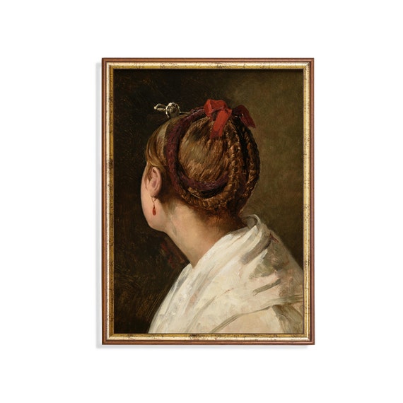 Printed And Shipped Portrait Painting Vintage Young Woman Print Moody Rustic Decor Classic Antique Female Fine Art Mailed Print