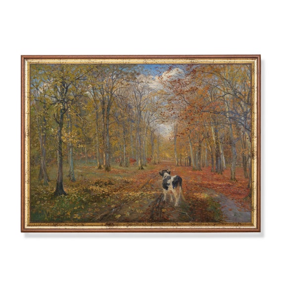 Printed And Shipped Vintage Autumn Painting Antique Fall Landscape Rustic Moody Print Country Scenery Fine Art Physical Prints