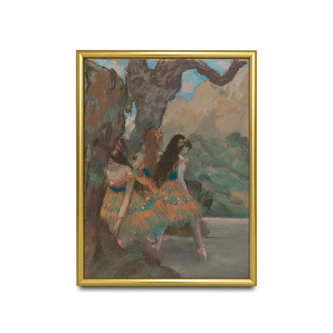 Edgar Degas Ballerinas in Green Tutus Backstage Pastel Poster - Image 2
