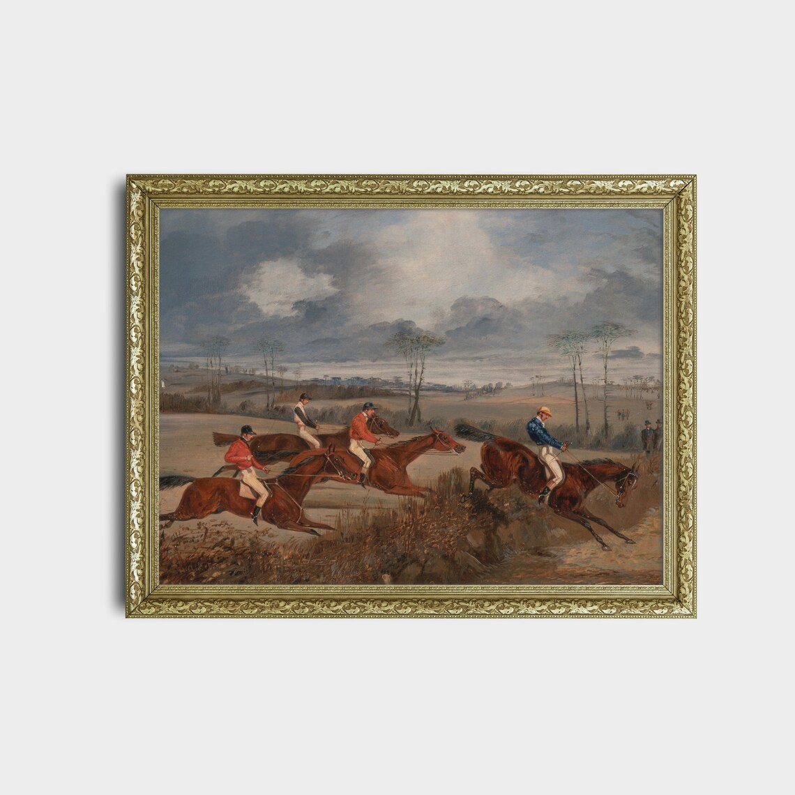 Horse Race Steeplechase Vintage Equestrian Oil Painting Poster - Image 2