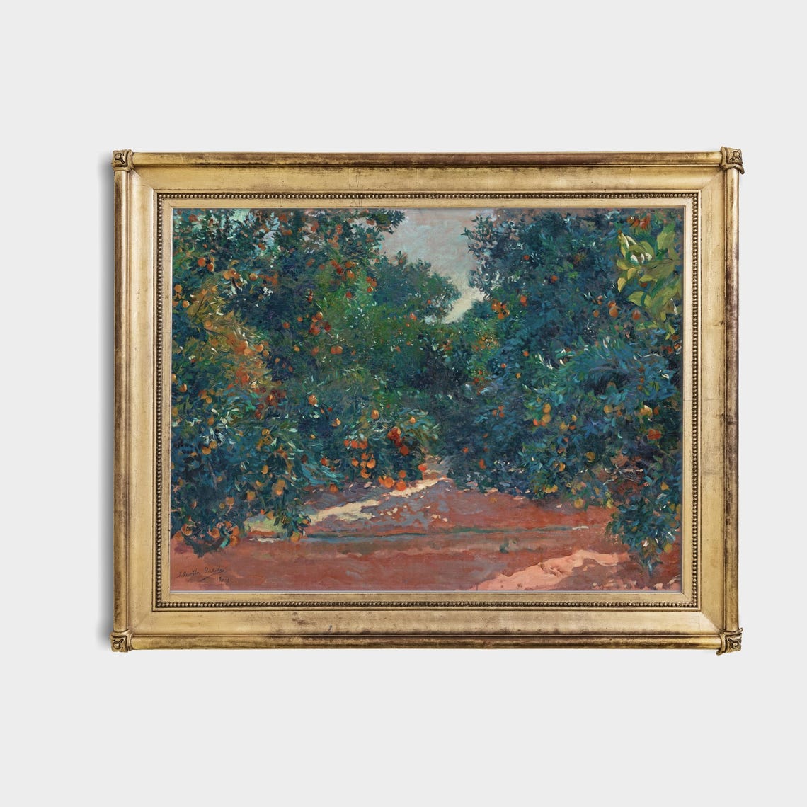 Antique Sunlit Orange Grove Orchard Painting Fine Art Poster - Image 4