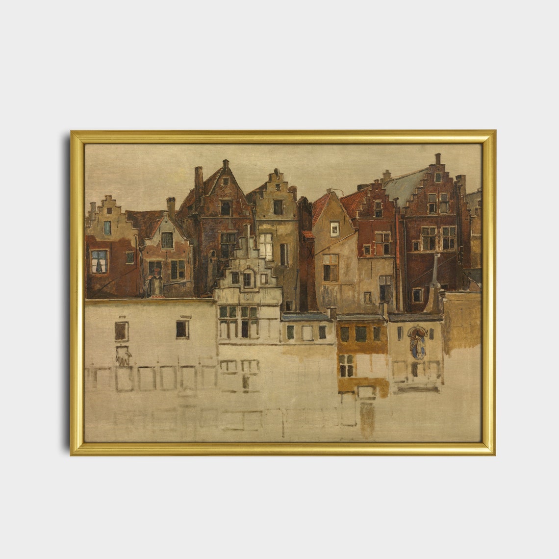 Old Dutch Canal Houses Antique European Architecture Painting Poster - Image 2