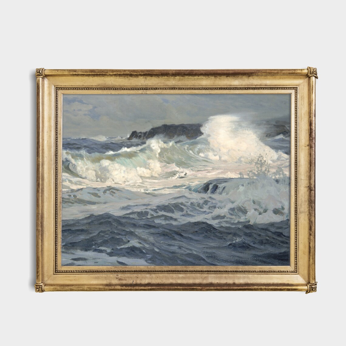 Vintage Seascape, Ocean Waves Coastal Art Print - Image 2