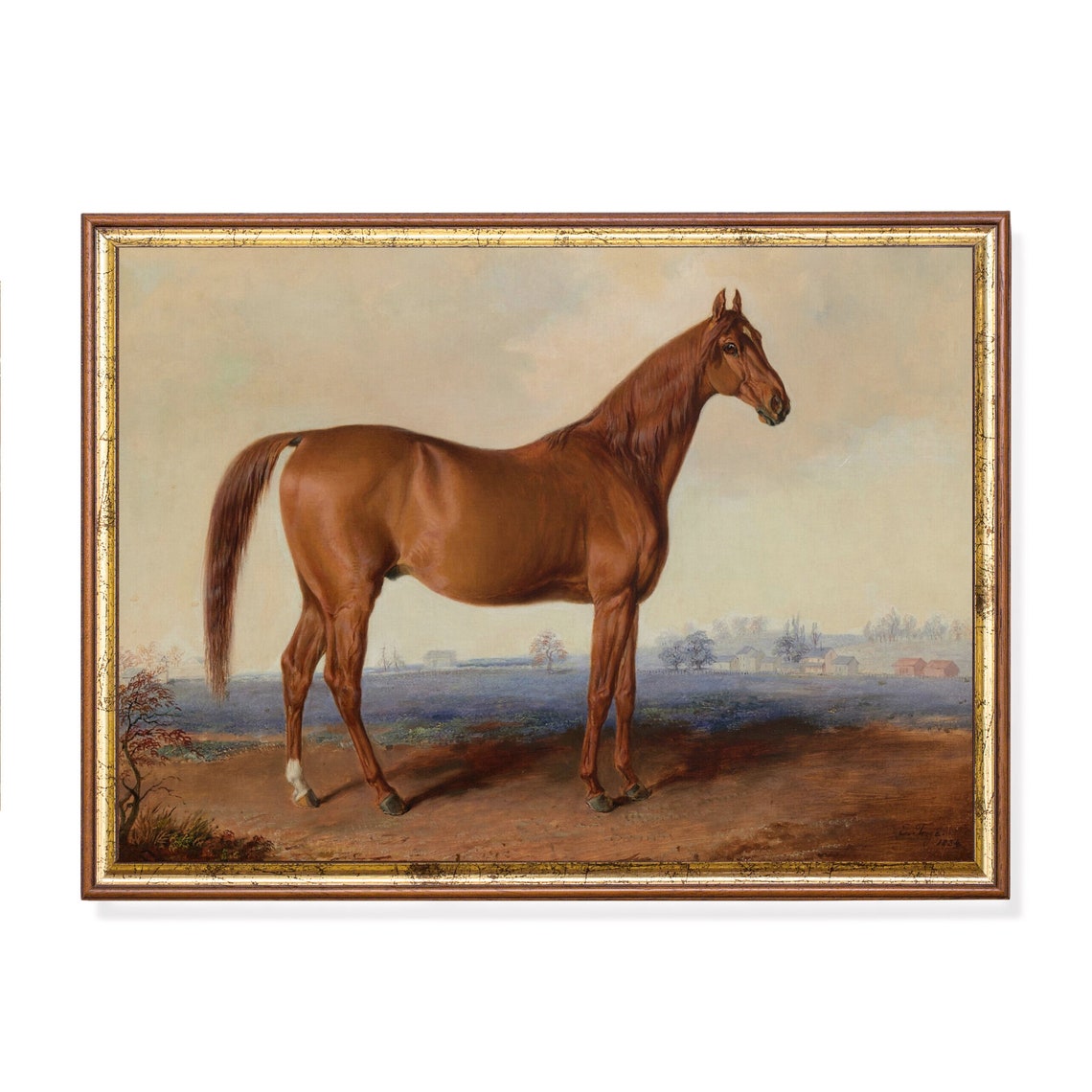 Vintage Horse Painting Antique Equestrian Print Wall Art Farmhouse Decor Oil Painting Moody Fine Art