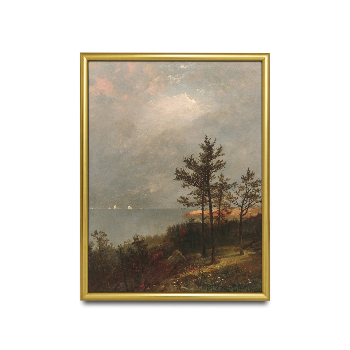 Coastal Pine Trees Overlooking The Sea At Dawn Painting Poster - Image 2