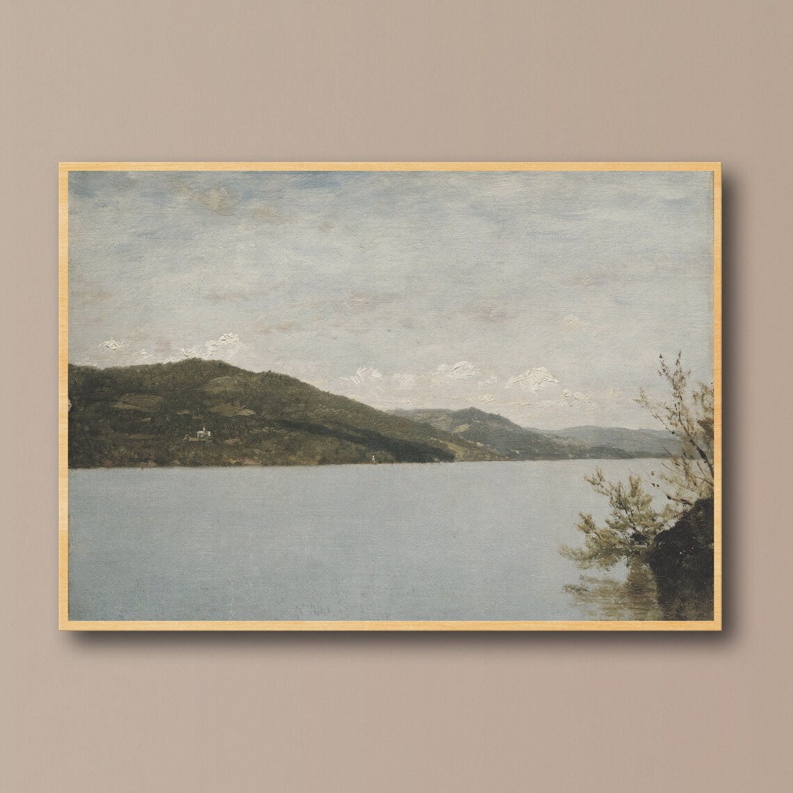 Vintage Lake Landscape Art Print, Coastal Rustic - Image 3