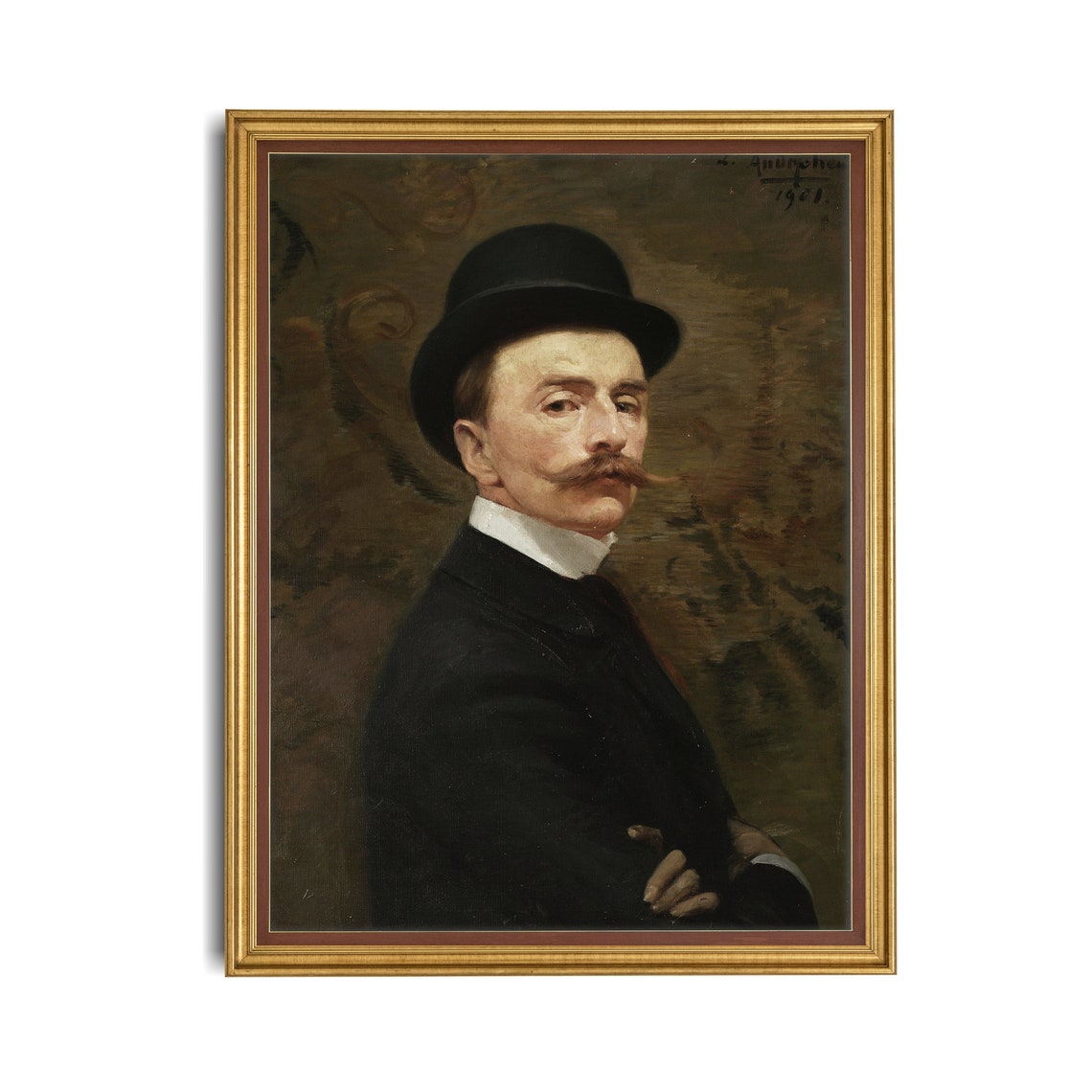 Edwardian Gentleman Portrait With Bowler Hat and Mustache Poster - Image 4