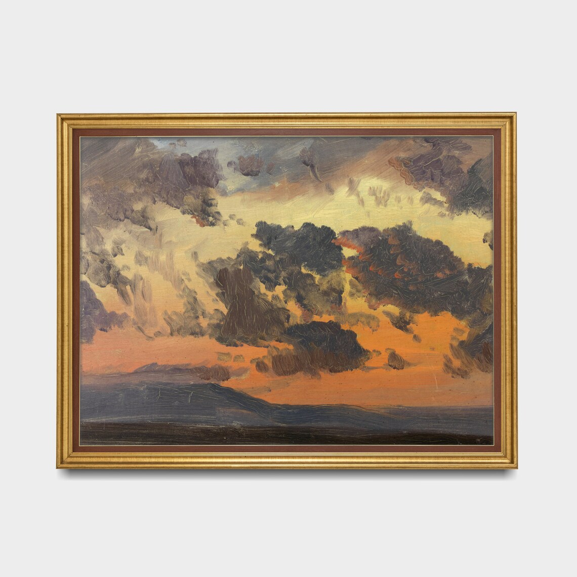 Vintage Sunset Sky Painting, Rustic Living Room Art - Image 3