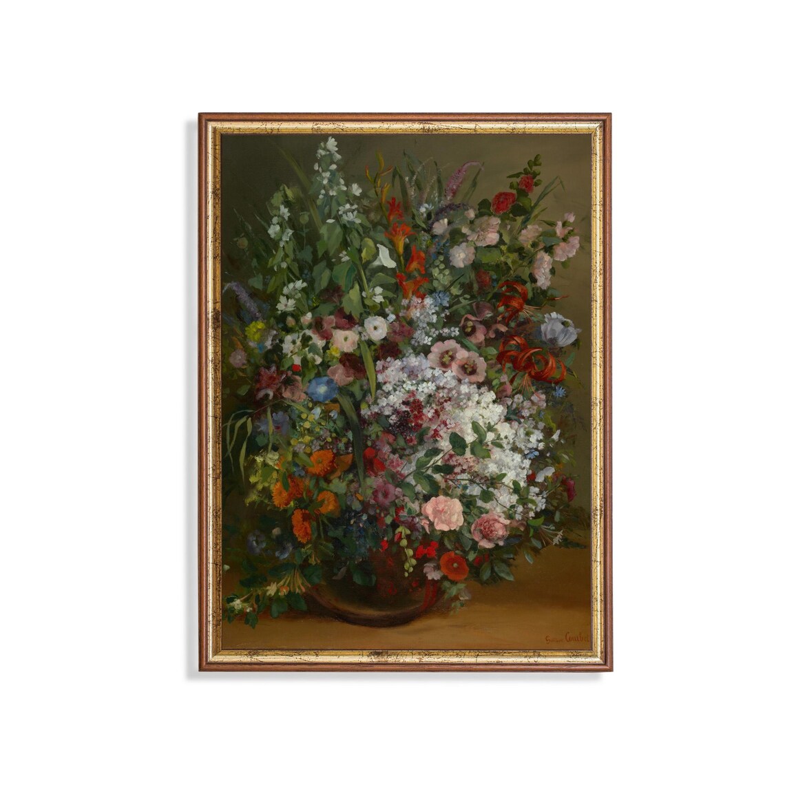 Lush Bouquet of Garden Flowers Classic Floral Still Life Poster