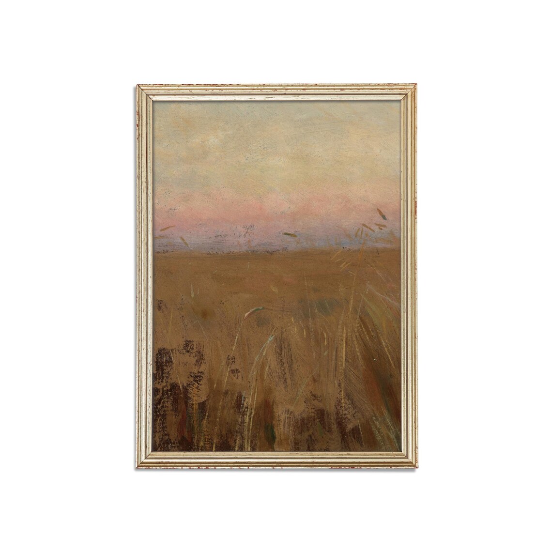 Golden Wheat Field at Dusk Soft Pink Sky Atmospheric Country Poster - Image 3