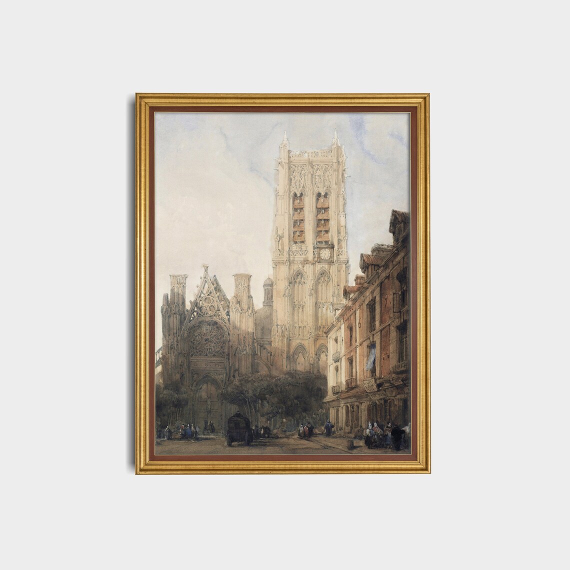 Gothic Church Tower in an Old European Town Vintage Travel Poster - Image 2