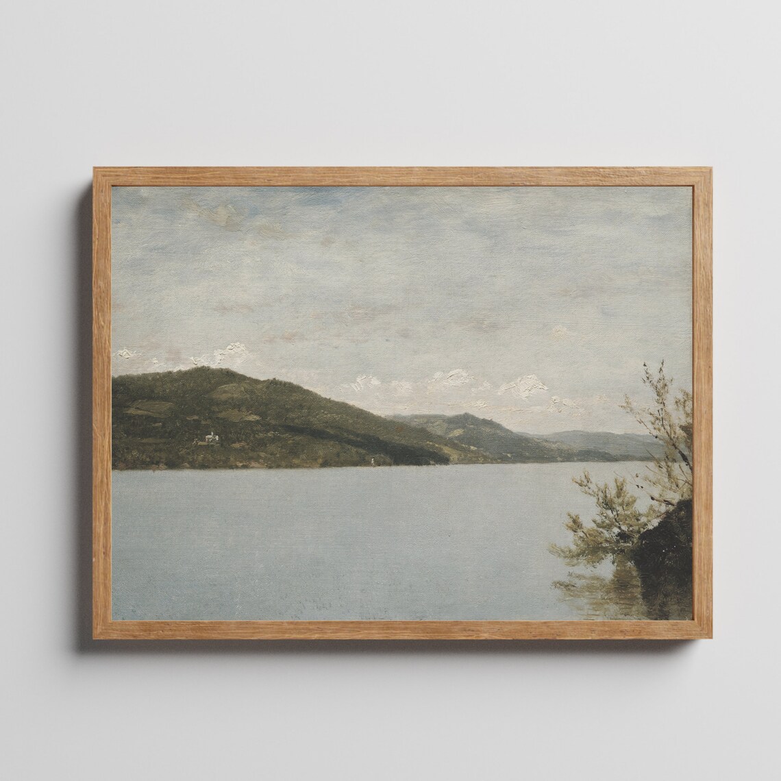 Vintage Lake Landscape Art Print, Coastal Rustic - Image 2