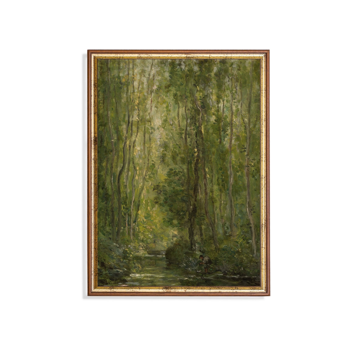 Vintage Country Landscape Painting, Rustic Farmhouse Print