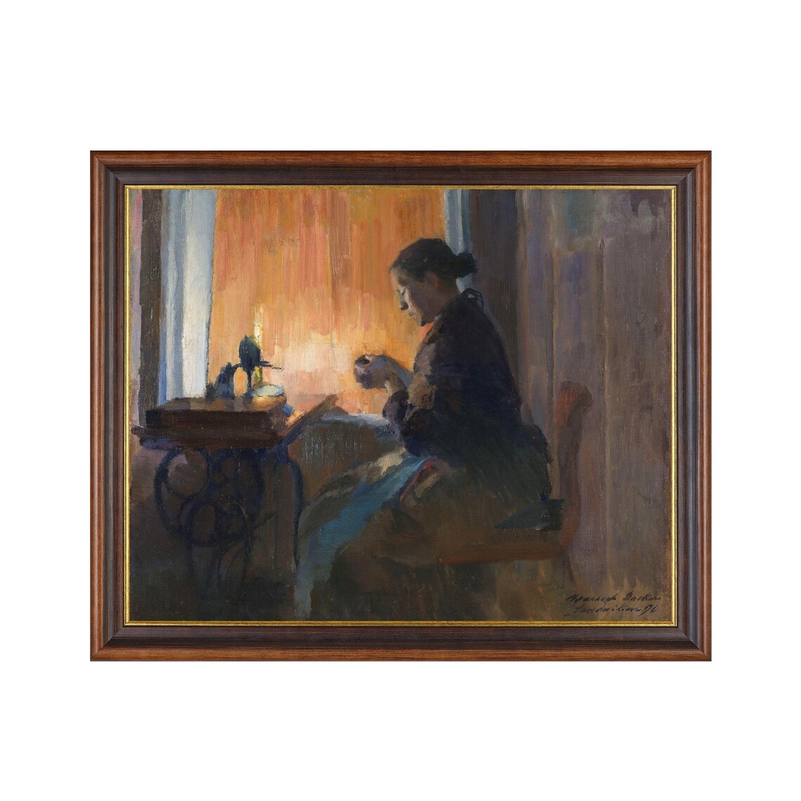 By Lamp Light, Harriet Backer Vintage Art Print - Image 4