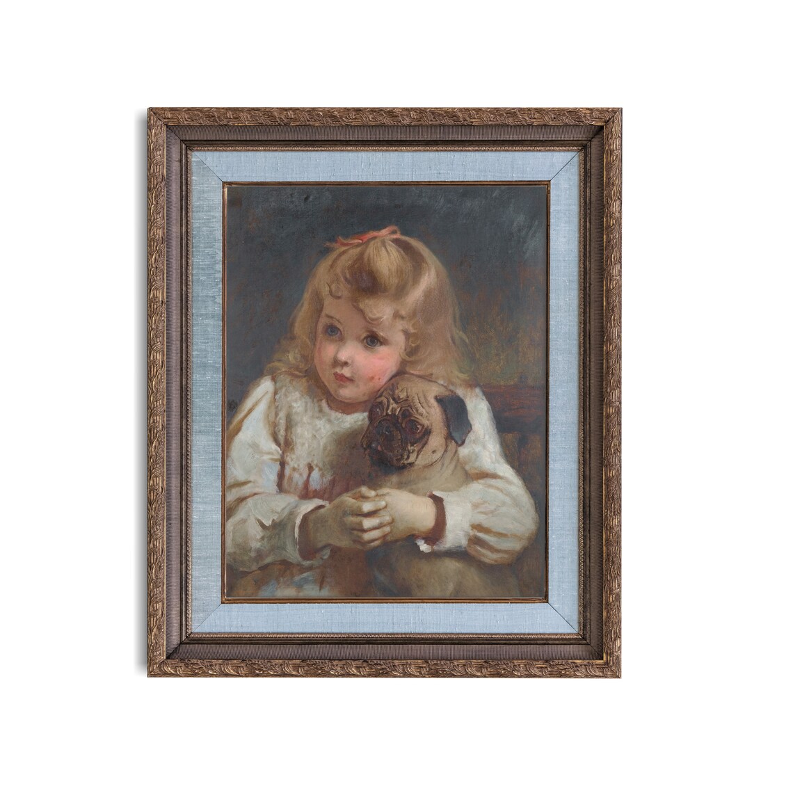 Mailed Print Vintage Dog And Young Girl Painting Antique Print Young Girl With Dog Printed And Shipped Classic Figurative Art - Image 5
